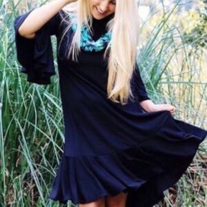 Lularoe Maurine Blue Crushed Velvet Swing Dress Size 3XL New